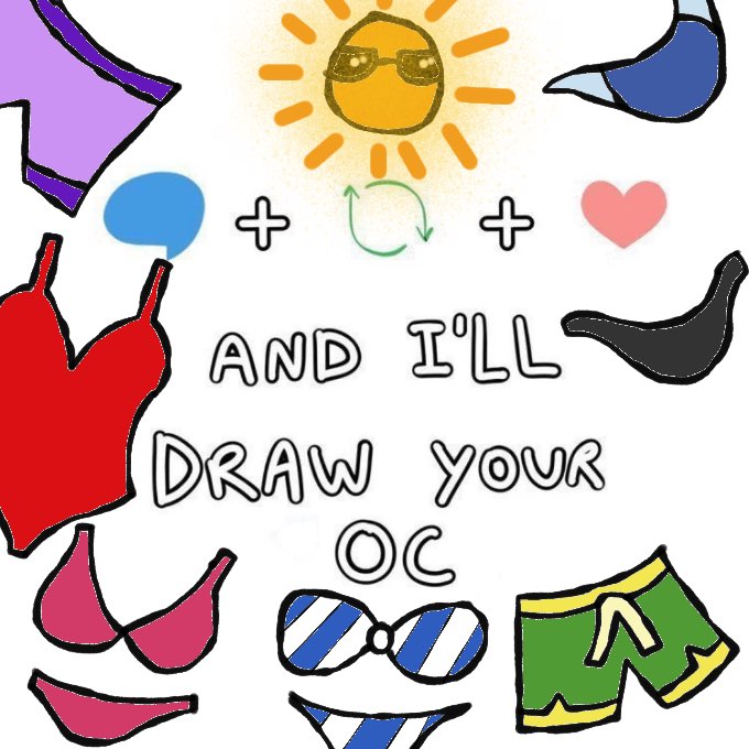 StegenJimmy's tweet photo. Well because Summer time is here! I thought it would fun doing this. Show me your OC's and i will draw them in Swim trunks, Speedos, Bikini or a Swimsuit😎 In my Artstyle!🎨
Rules:
You can choose your swim wear✅
No Minors❌
#SummerTime #DrawYourOC #OC #FreeArt #IDrawYourOC #Art https://t.co/lyLO36kNR5
