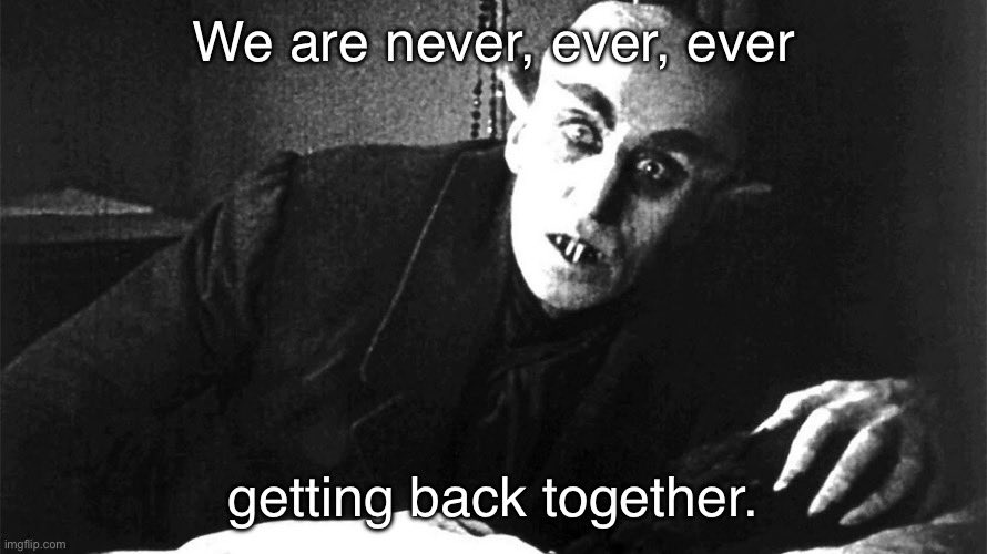 nbmelton's tweet photo. Idea: silent movies screened with inappropriate music, e.g., NOSFERATU accompanied entirely by Taylor Swift songs. https://t.co/NjavCqNaPF