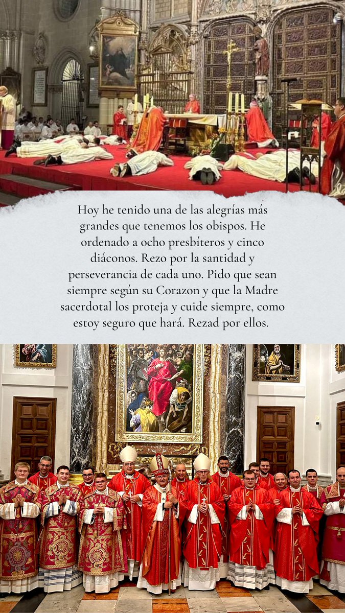Obispofcerro's tweet photo. Hoy he tenido una de las alegrias mas grandes que tenemos los obispos. He ordenado a ocho presbiteros y cinco diáconos. Rezo por la santidad y perseverancia de cada uno. Pido que sean siempre según su Corazon y que la Madre sacerdotal los proteja y cuide siempre. Rezad por ellos. https://t.co/zAk23dG2my