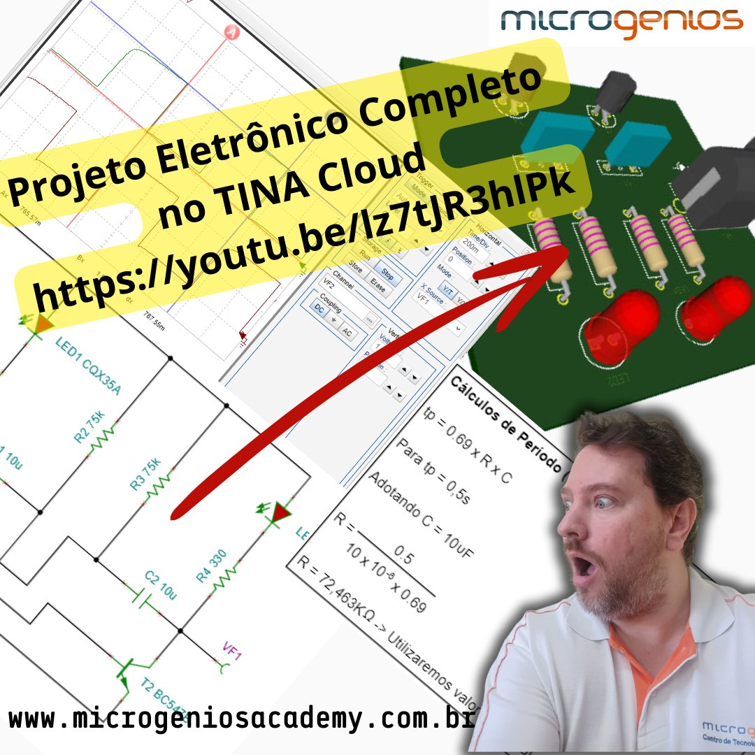 microgenios's tweet photo. Criação de projeto eletrônico completo: Esquemático, Simulação e PCB!
Assista: https://t.co/p0s1KWrxJB
#MicrogeniosAcademy #microgenios #TINACloud #Eletronica #PCB #IoT #ESP32 #PIC #Arduino #RaspberryPi #simulacao #esquematico #PCI https://t.co/Bx85SYesCN