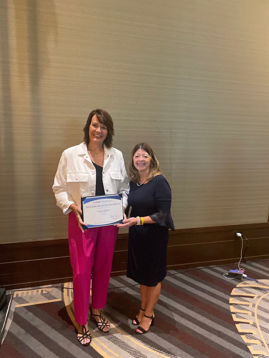 CAPNIndiana's tweet image. Congratulations to Ambre Marr with @AARPIndiana and Representative Cindy Ledbetter, who both have been awarded the @AANP_NEWS  State Award for Excellence. Thanks to their leadership and advocacy, our state is truly better off.