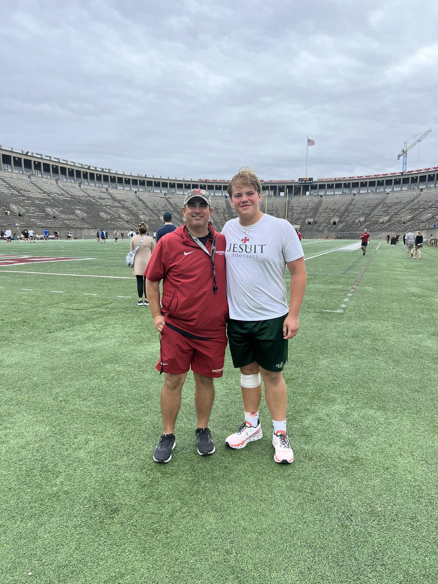 Great time today at the <a href="/HarvardFootball/">Harvard Football</a> camp! Thank you to the coaches and staff for a great experience!

<a href="/CoachJimJackson/">Jim Jackson</a> 
<a href="/Coach_Aurich/">Andrew Aurich</a> 
<a href="/STRAKEJESUITFB/">Strake Jesuit Football</a>