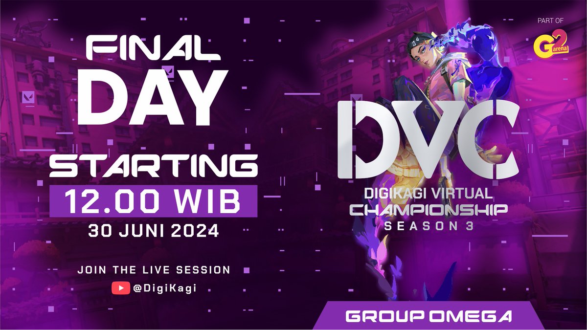 DVC Season 3 Valorant Omega Grand Final, Start!

Hari yang ditunggu-tunggu telah tiba! Kira-kira tim manakah yang bisa memenangkan pertandingan Valorant pada grup Omega dalam turnamen hari ini?

Jangan sampai kelewatan, tonton Grand Final di sini:
youtu.be/Z_R9oqvoHr4
Minggu,