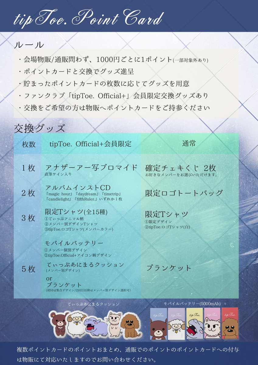 tipToe. ポイントカード ポイントカード交換グッズにつきまして】 7月からポイントカード交換