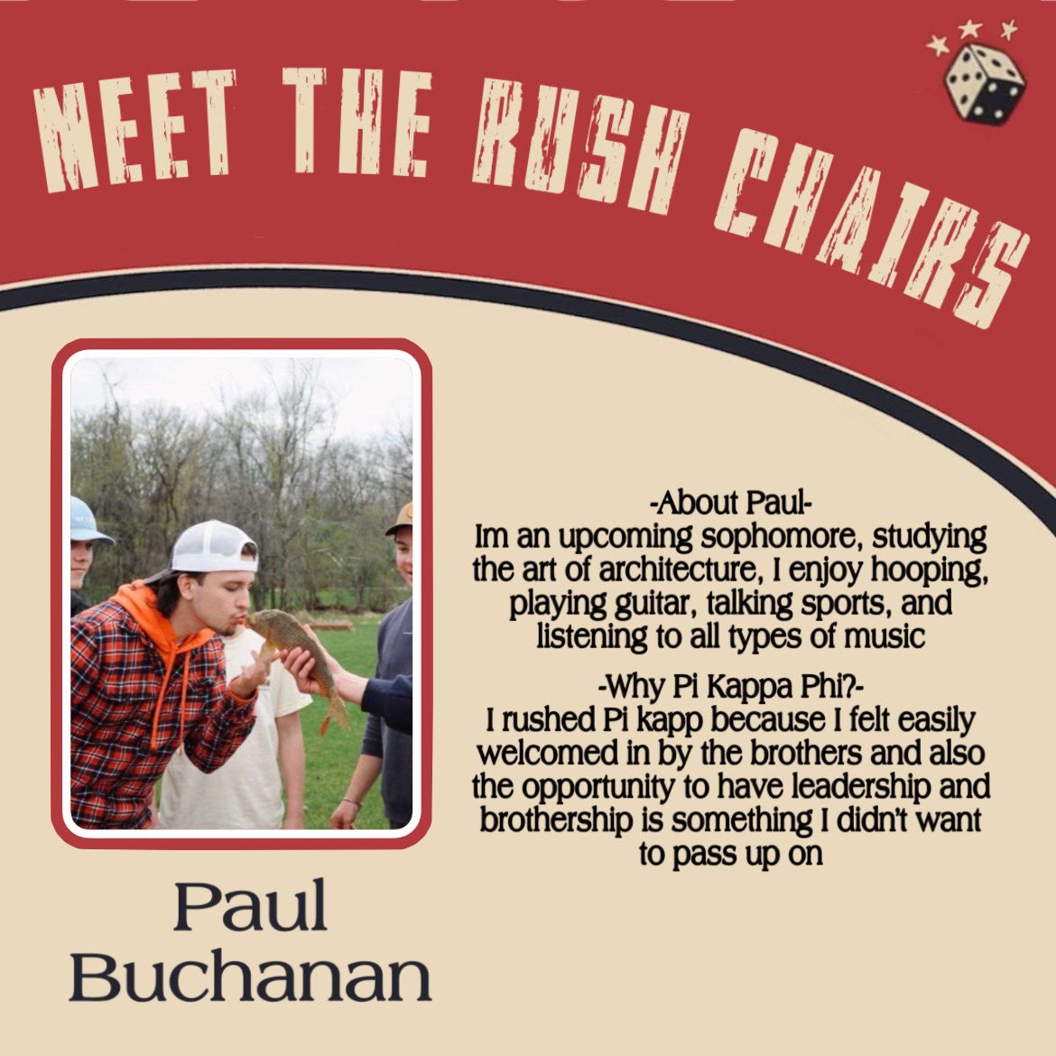 ⚔️Meet the 2024 Rush Chairs⚔️

-Matthew Scott 
-Rayhan Khaja
-Alexander Sifuentes
-Paul Buchanan 

Please feel free to reach out and ask any questions about rushing and or what pi kappa phi is all about…