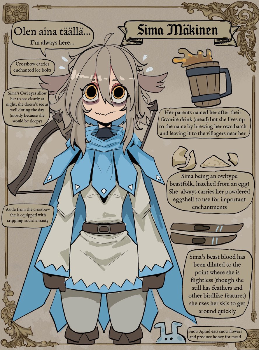 basedbinkie's tweet photo. Tweaking the design of Sima, my Finnish inspired owl sniper lady https://t.co/yIS2I8t6Al