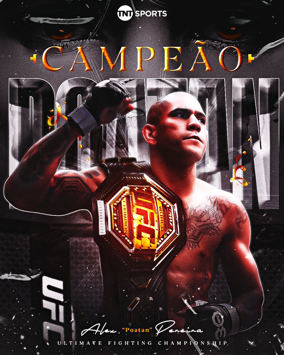 TNTSportsBR's tweet image. ELE NÃO CANSA DE VENCER! QUEM É QUE PARA O CAMPEÃO?! 🇧🇷🏆 Um chutaço de Alex "Poatan" Pereira para vencer Jiri Prochazka por nocaute no 2º round e seguir com o cinturão dos meio-pesados do UFC. ELE É HISTÓRICO!