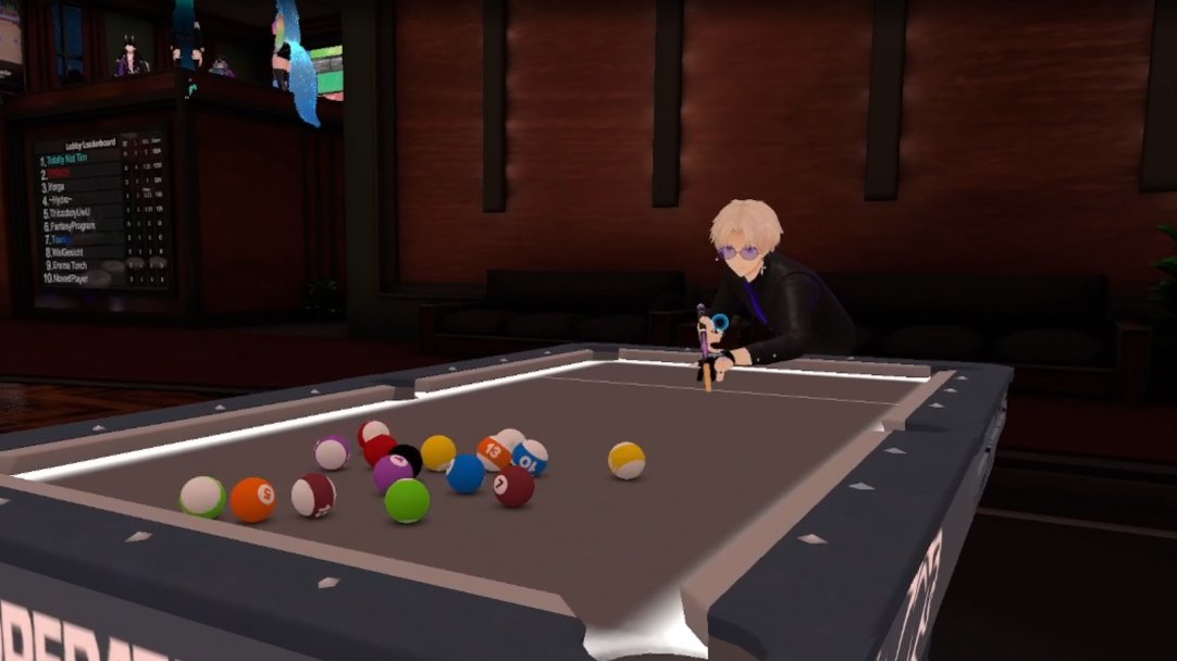 Onetwostep8's tweet photo. That was an absolute amazing final with Tim and TP! Make sure to check the VOD if you missed it! Thanks for putting the tournament together Yukonyx and PJKT for the Stream and Event Slot! @PJKT_COM @POOLPARLORVRC 
#VRChat #PJKT #events #immersive #virtualPool https://t.co/sNFLuz0DTC