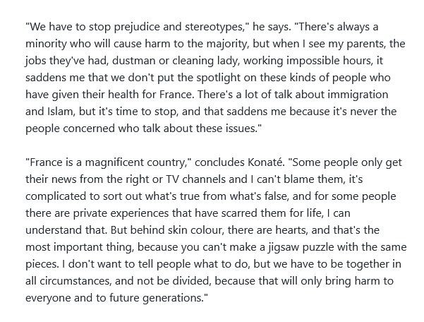Could you imagine an England footballer coming out against the far-right as elegantly as Ibou Konate does here? What a legend. Proud he plays for us.