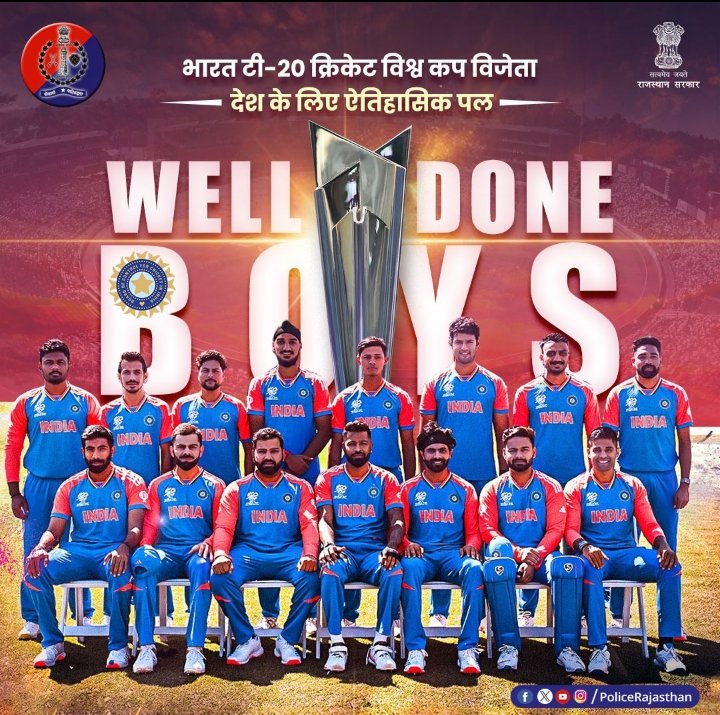 बहुत बहुत शुभ कामनाएं हम सब को,
धन्यवाद टीम इंडिया।।
#WorldChampions 
#T20WorldCupFinal #RohitSharma