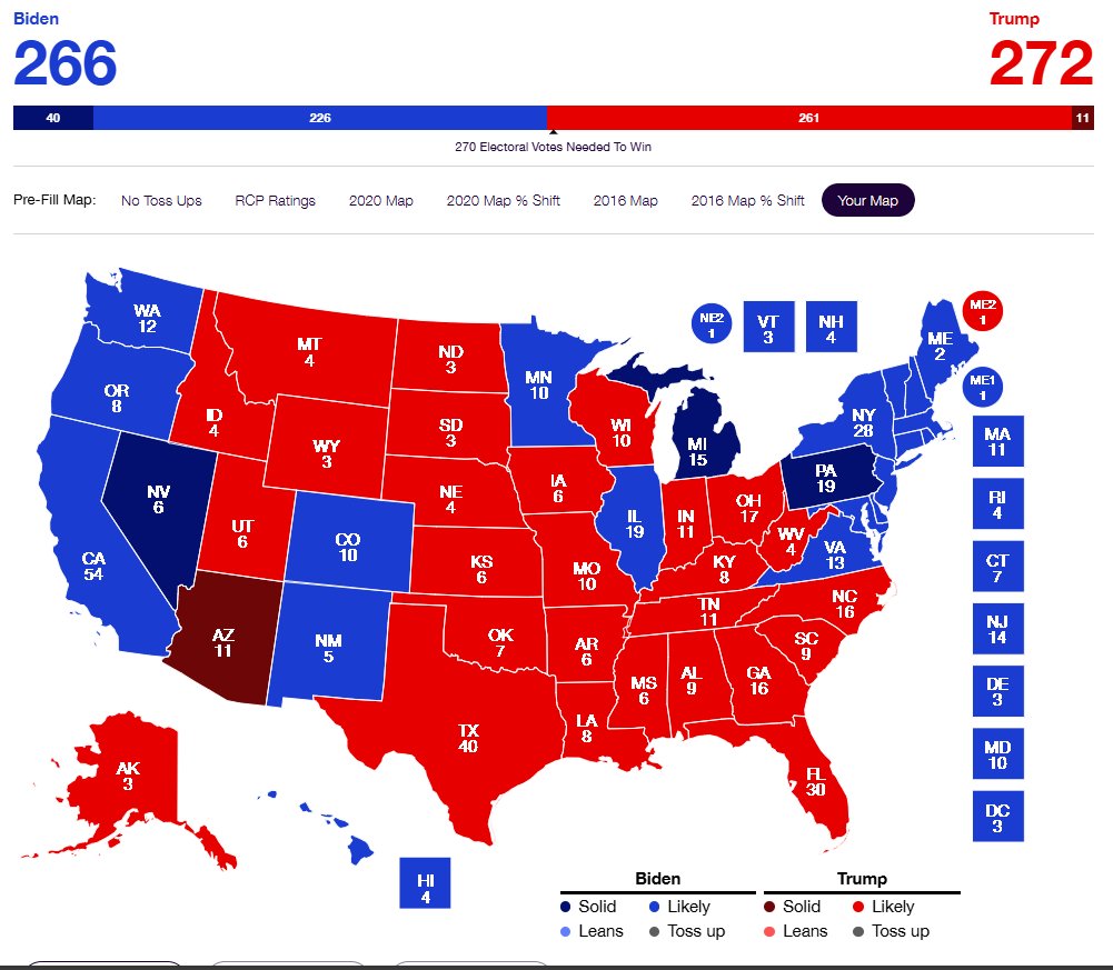 JeremyH418's tweet image. Even giving Democrats MI, PA, and (for funsies) NV, it's still bad for Biden.

#PullThePlug