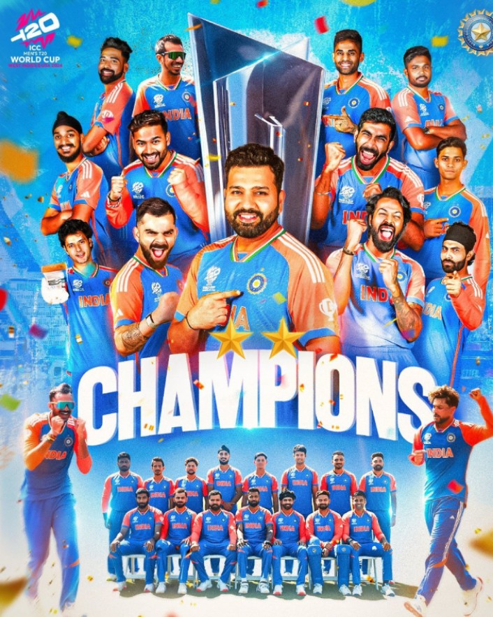 𝘾𝙃𝘼𝙈𝙋𝙄𝙊𝙉𝙎 🏆🇮🇳

#T20WorldCupFinal 
#T20WorldCup 
#T20WorldCup2024