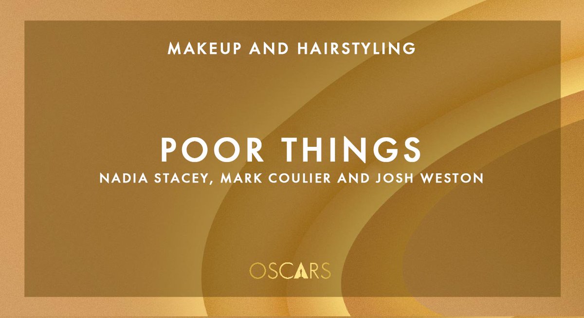 OscarAwardsRP's tweet photo. © 𝖳𝗁𝖾 𝖠𝖼𝖺𝖽𝖾𝗆𝗒 𝖠𝗐𝖺𝗋𝖽𝗌: 𝖮𝗌𝖼𝖺𝗋 𝖠𝗐𝖺𝗋𝖽𝗌 — 𝖳𝖺𝗀: #AwardsOscarsRP  / 𝟮𝟬𝟮𝟰 🏆 The Academy Award for Best Hair &amp; Makeup goes to... #PoorThingsRP. https://t.co/RutUF6a20M