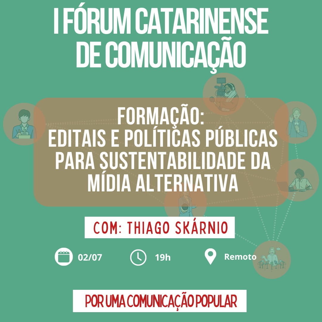 AlquimidiaOrg's tweet photo. Você que atua na mídia alternativa popular em Santa Catarina, esta é a sua oportunidade! O Fórum Catarinense Popular de Comunicação irá promover uma formação online e gratuita com @skarnio no dia 2 de julho, às 19h. Link para inscrição: https://t.co/Kcvjfc90Eb https://t.co/SxTkcPIxfV