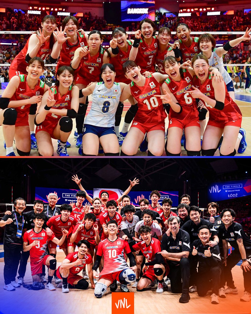 volleyballworld's tweet photo. WHAT A YEAR SO FAR FOR JAPAN 🇯🇵!

Japan is the third country in the history of the #VNL to have both their men’s &amp; women’s teams compete in the 🥇 match in the same year.

🇺🇸 2019
🇧🇷 2021
🇯🇵 2024

📺 Watch the men’s 🥇🥈🥉 matches today on https://t.co/Rb6x7u4TwH.

🏐 #VNL2024 https://t.co/BtzoaZvECX