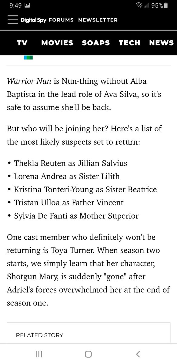 michael_shards's tweet image. #SaveOURWarriorNun #WarriorNun Here are some screenshots with information I found from May 2024. The website which has the full article is here: digitalspy.com/tv/ustv/a41933… 
I hope this gives fellow fans some hope 🙏