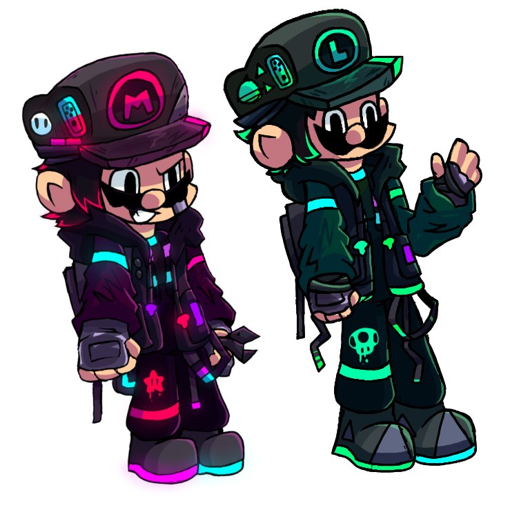 NeoMarioMadness's tweet photo. Thank you so much for 100 Followers! As a reward here's the official Neo Mario and Luigi designs for the mod!! The team is pushing for a demo to give you all and help for this mod is still needed! #fnf #fridaynightfunkin #fnfmods #fnfmodding #fnfmod #fnfneo #mariomadness #MMV2 https://t.co/oIIHb1RI6H