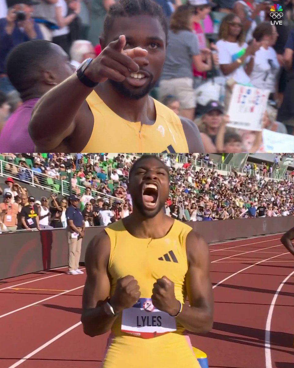 travismillerx13's tweet image. NOAH LYLES 19.53!! #TrackFieldTrials24
Breaks Michael Johnson's 200m Olympic Trials record set in 1996