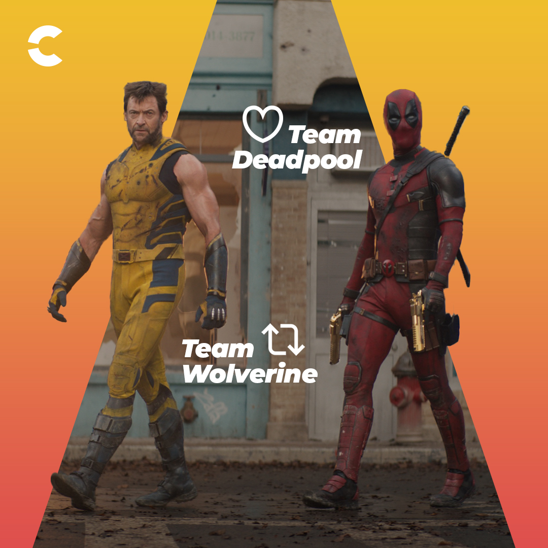 Cinepolis's tweet photo. Mi corazón está dividido y no puedo pensar claramente. ❤️ 🆚 💛 ¿Tú a quién prefieres? #DeadpoolyWolverine https://t.co/78sBFhNoGF