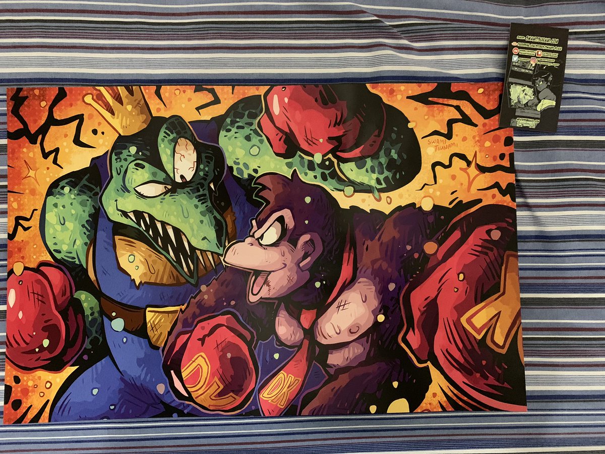 LakiTj1134's tweet photo. My haul from #TooManyGames. It’s been a while, so I definitely had a lot of fun getting to go back! 

The Sonic and Shadow are from @CorneliusPixelC and the DK art from @swamimen . Nice that free Monster drinks were being given out as well! https://t.co/OKhQLzOcQX