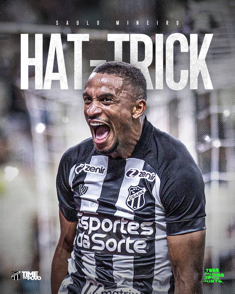 Hoje ele tava inspirado! 👊🔥🔥

Com dois gols no primeiro e um segundo tempo, Saulo Mineiro faz o seu primeiro hat-trick na temporada. ⚽⚽⚽

#CearáSC #BrasileiroB2024 #TodoMundoJogaJunto