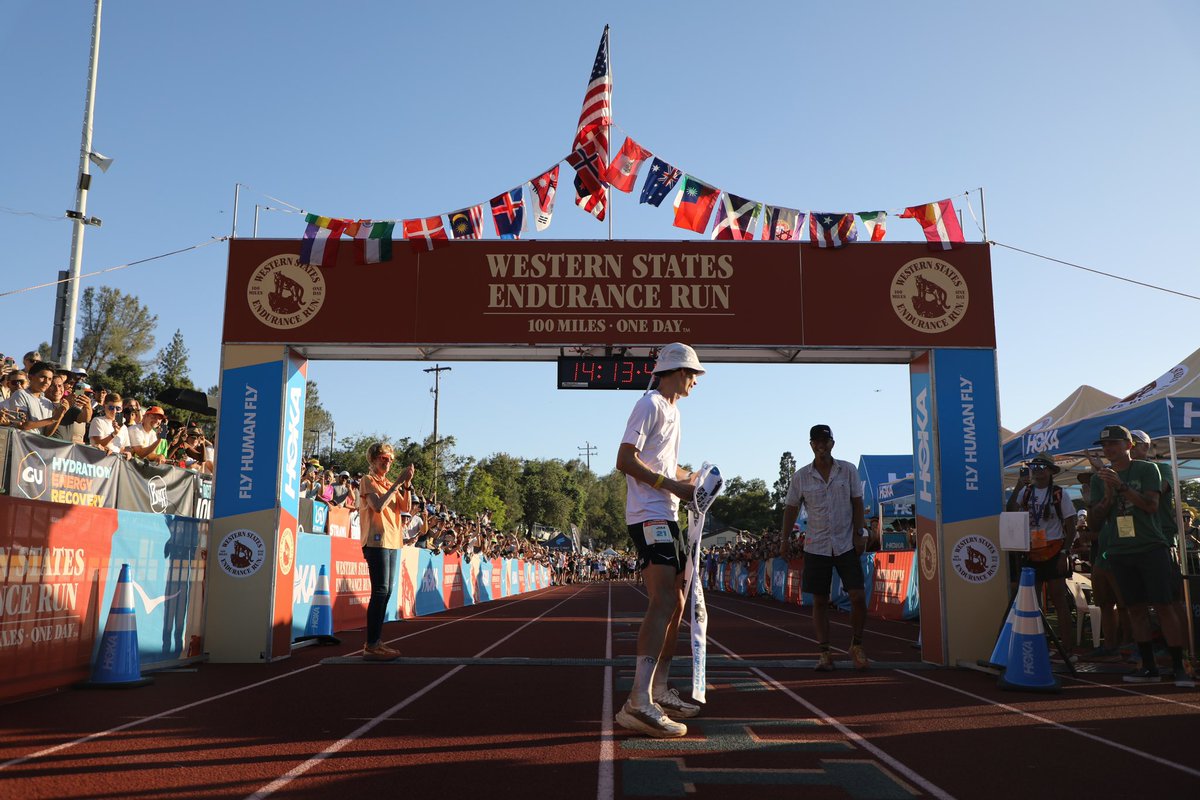 iRunFar's tweet image. Jim Walmsley (@hoka) wins the 2024 Western States 100 in 14:13:45. 

This is the second-fastest time ever in the race’s 51-year history, trailing only his 2019 course record.

Our pre-race interview with Jim: i-rn.fr/24WS100-Jim

#WS100