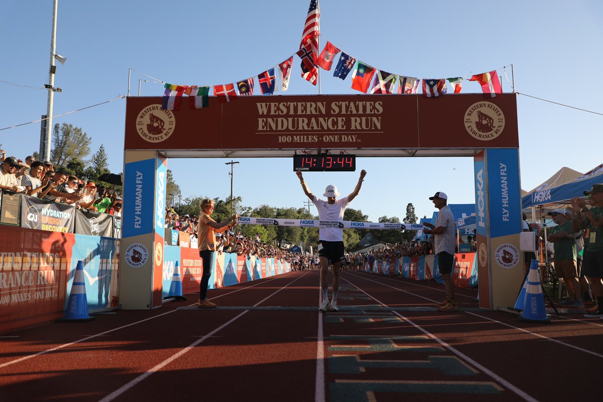 iRunFar's tweet image. Jim Walmsley (@hoka) wins the 2024 Western States 100 in 14:13:45. 

This is the second-fastest time ever in the race’s 51-year history, trailing only his 2019 course record.

Our pre-race interview with Jim: i-rn.fr/24WS100-Jim

#WS100