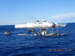 ABSCBNNews's tweet photo. Two Filipino fishermen suffered third-degree burns following an engine explosion on their fishing boat near Bajo De Masinloc on Saturday, June 29.

The China Coast Guard initially blocked the Philippine Coast Guard's efforts to rescue the fishermen, according to PCG. (📸: PCG) | via @michael_delizo