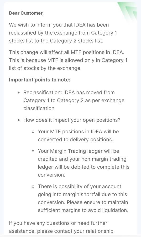 ramesh_dugar's tweet photo. Idea has been removed from the approved list of securities eligible to be taken as margin /MTF funding for buying more shares or in F&O . Normally this practice is adopted for illiquid shares or virtually defunct shares so that at the time of losses Brokers/ exchange can recover its money by selling such pledged shares . 
Then why suddenly Idea has been removed , it has been removed so that all those who were bullish in Idea and has taken leveraged position be forced to sell so that interested quarters can accumulate shares . Investors who have leveraged position as per rules of SEBI / NSE / BSE are being asked suddenly either to pay or sell . Be it @NSEIndia @BSEIndia #SEBI  , all are hand in gloves  with manipulators and they frame the rules as per the wishes of manipulators , it is for this precise reason , they didn’t took any action even when short positions were increasing disproportionately in Adani scripts in OCT 22 -JAN 23 #HINDENBURG episode @narendramodi @RBI @nsitharaman will you please stop these kinds of sudden changing rules of game and benefiting a class of individuals . Can @NSEIndia @BSEIndia explain what is the reason to take #Idea out of approved list . @CNBC_Awaaz @ZeeBusiness @ETNOWlive @AdityaBirlaGrp @VodaIdea_NEWS