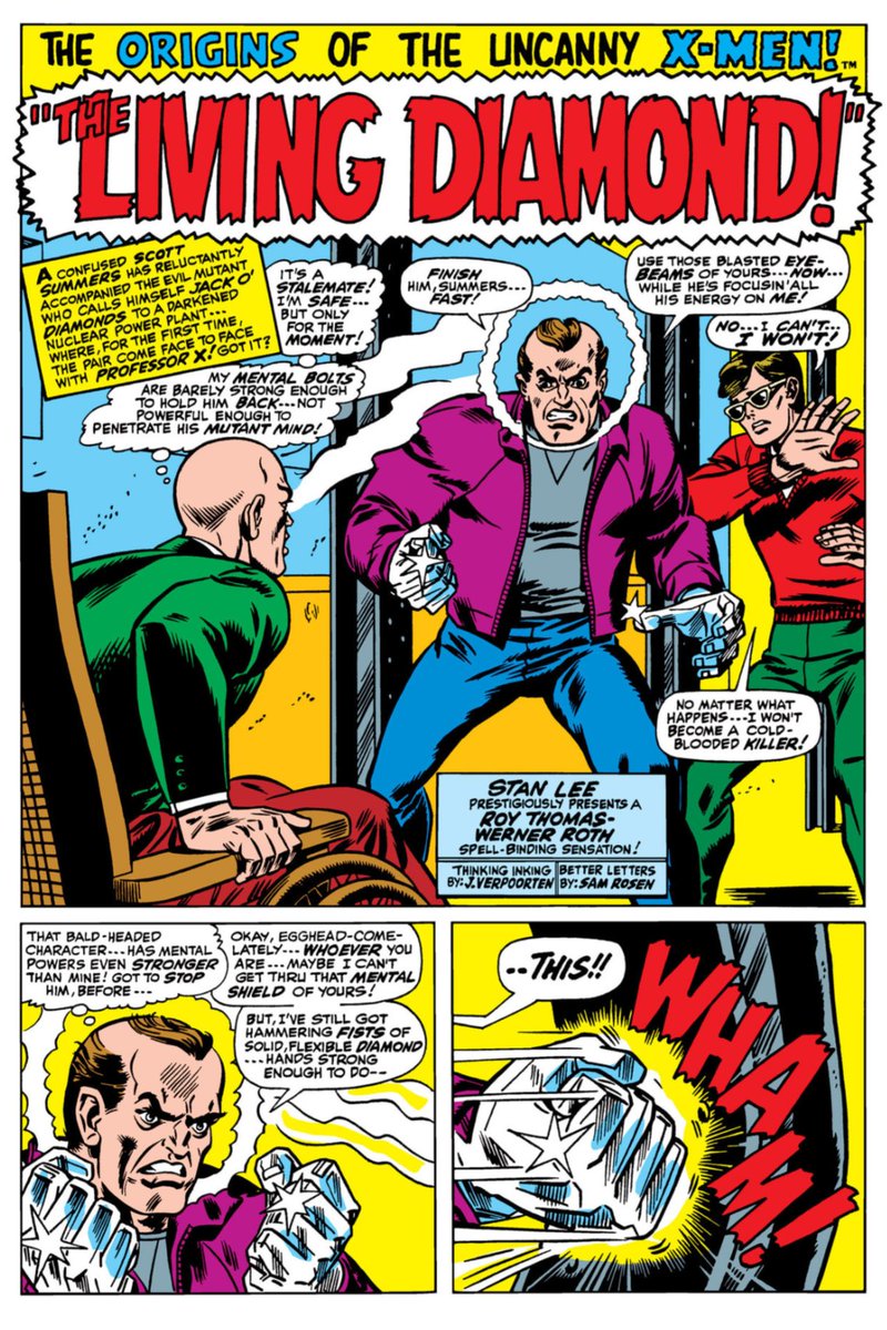 HaikuComic's tweet photo. Men Haiku 45
X-Men v1 #41
"The Living Diamond"
February, 1968 

I zap you softly
Just a lil' ruby tickle
A hero's restraint 

Credits:
W: Roy Thomas
A: Werner Roth/John Verpoorten
Cvr: Don Heck/George Tuska 

#XMen #XTwitter

1/2 https://t.co/vCIvbiwoui