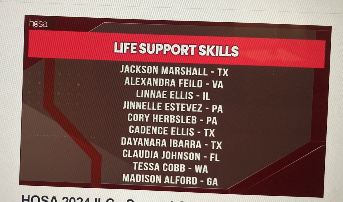 Congrats Linnae. Top Ten at HOSA ILC