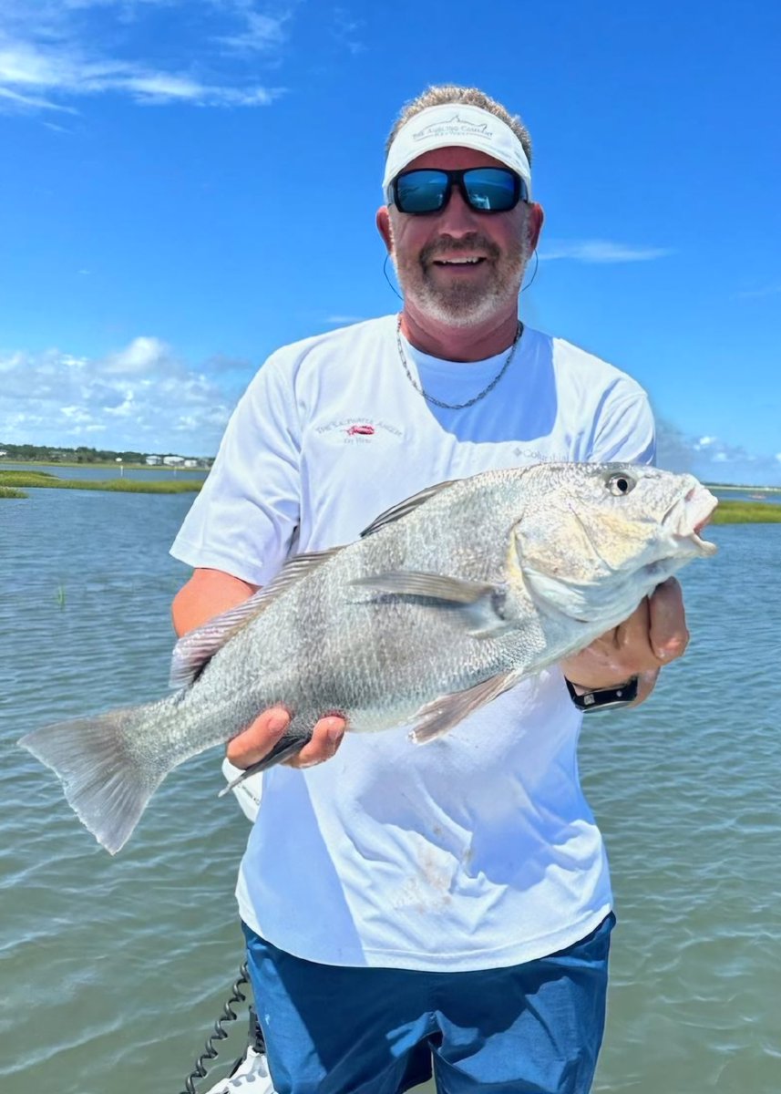 Exploring skinny waters today looking for reds...hooked with this black drum. Unexpected surprise..