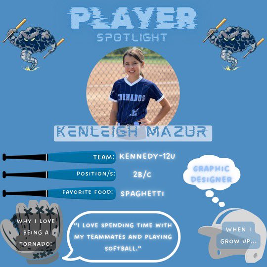 SBTfastpitch's tweet photo. 🚨Player Spotlight🚨

Here is the first of our many to come player spotlights! 

Stay tuned to meet some of our great athletes we have within our organization! Go Nados!🩵🌪️ https://t.co/SP0Hgxy0To