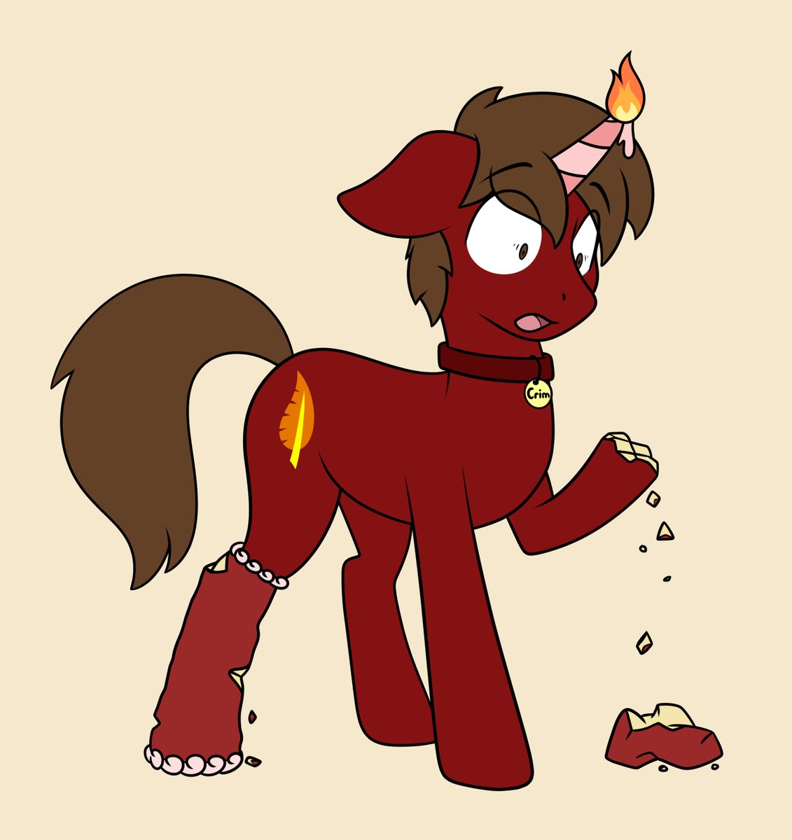 One more birthday piece to share before day's end, this one by the lovely <a href="/Lex_i_TF/">@lex-i.bsky.social</a>! She transformed me last year into a cake for the occasion... though an equine body doesn't hold together the best when it's doughy like that.
#TFTuesday #TFEveryday
#Transformation #TF #Transfur