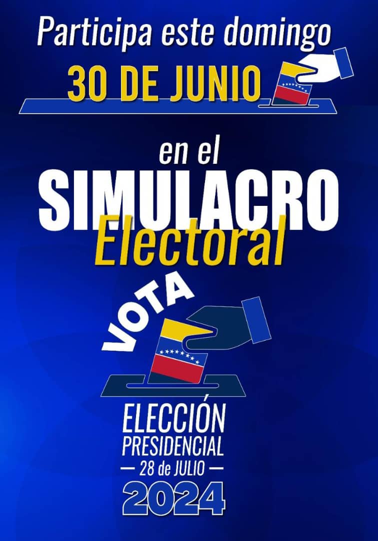 #30Jun  🇻🇪 📢 ¡ETIQUETA DEL DÍA! ▶️

#SimulacroPorLaPaz

¡Venezuela ejerce su Derecho!