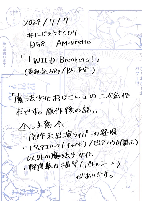 7/7  #にじそうさく09 新刊サンプル(1/4)  まほおじの本を出します ⚠️1枚目画像を必ずご覧下さい⚠️  ツリー最後の部数アンケートへご協力お願いします