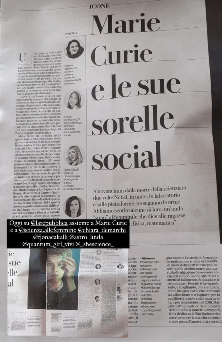 Lù Casini (@lucasini_phd) on Twitter photo Oggi su <a href="/repubblica/">Repubblica</a> assieme a Marie Curie e altre brillanti scienziate. #30Giugno #DiversityInSTEM Oggi su <a href="/repubblica/">Repubblica</a> assieme a Marie Curie e altre brillanti scienziate. #30Giugno #DiversityInSTEM