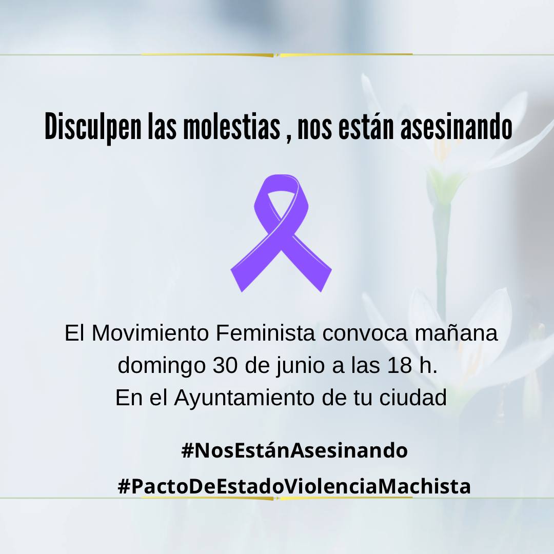 4 mujeres y 2niños en menos de 48h
¿Y no se conmueven?¿Sólo reflexión?
<a href="/_anaredondo_/">Ana Redondo</a> <a href="/IgualdadGob/">Ministerio de Igualdad</a> <a href="/justiciagob/">Ministerio de la Presidencia, Justicia y R. Cortes</a>
Parece que las mujeres importamos nada
#TerrorismoMachista
Nos vemos esta tarde frente al ayuntamiento de <a href="/aytoJerez/">Ayuntamiento d Jerez</a> <a href="/Igualdad_Jerez/">Delegación de Igualdad y Diversidad de Jerez</a> 
Es inasumible, insoportable #Hartas