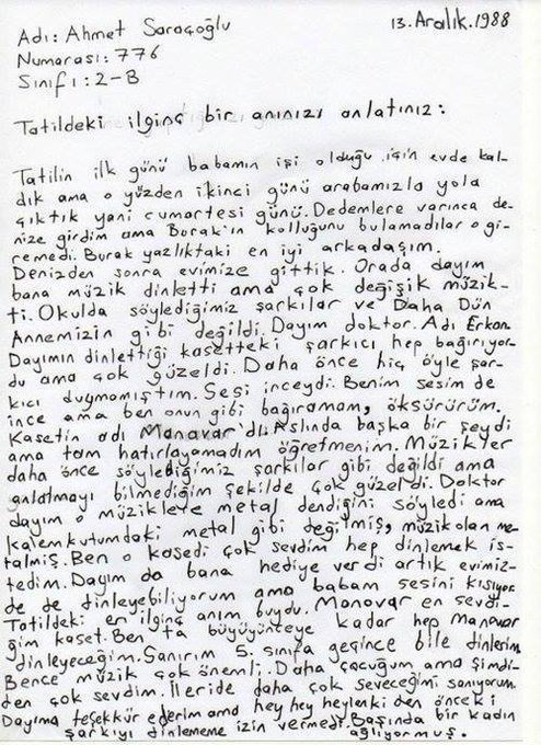 1988 yılından şahane bir anı, metal müziğin ilkokul 2ye giden bir çocuğun zihninde yarattığı depremler asjsj
