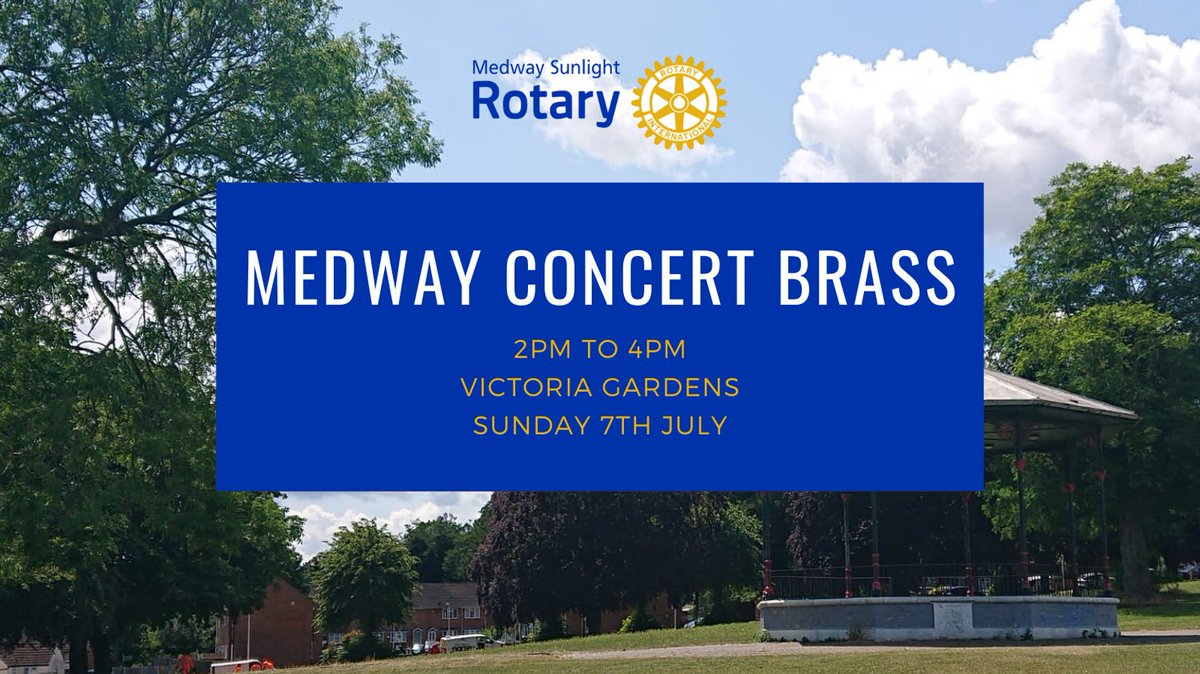 Looking for something to do with the family next Sunday?  Then join Medway Sunlight Rotary at Victoria Gardens in Chatham from 2pm to listen to the musical talents of Medway Concert Brass

#Rotary #PeopleOfAction #Music #Family #Entertainment