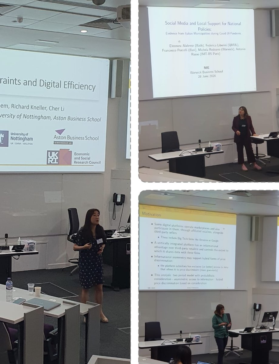 NIE_NetIndEco's tweet photo. Second part of day 2 at #NIE2024 was fantastic! We had insightful talks from women in #IO on #Regulation, #PriceDiscrimination, and info constraints in #DigitalMarkets. Great presentations by @MichelaRedoano, #IoanaChioveanu, #TaniaVanDenBrande &amp; #CherLi https://t.co/PBXqaMzmN8