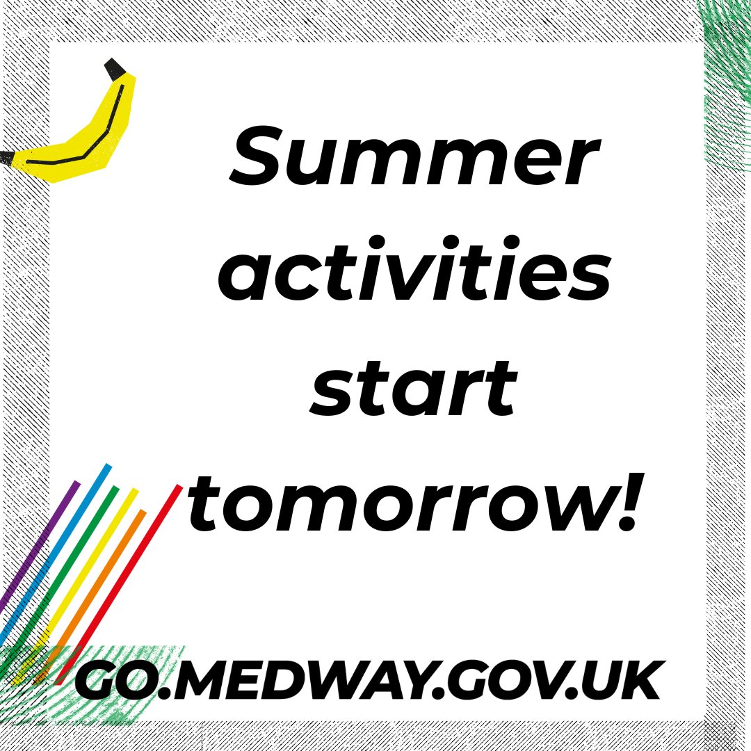 Exciting News!!!! You can book our summer holiday activity programme MedwayGo from tomorrow! 

Have a look through the full list of activities on offer this summer for eligible school aged children on our website here - orlo.uk/s2zh8