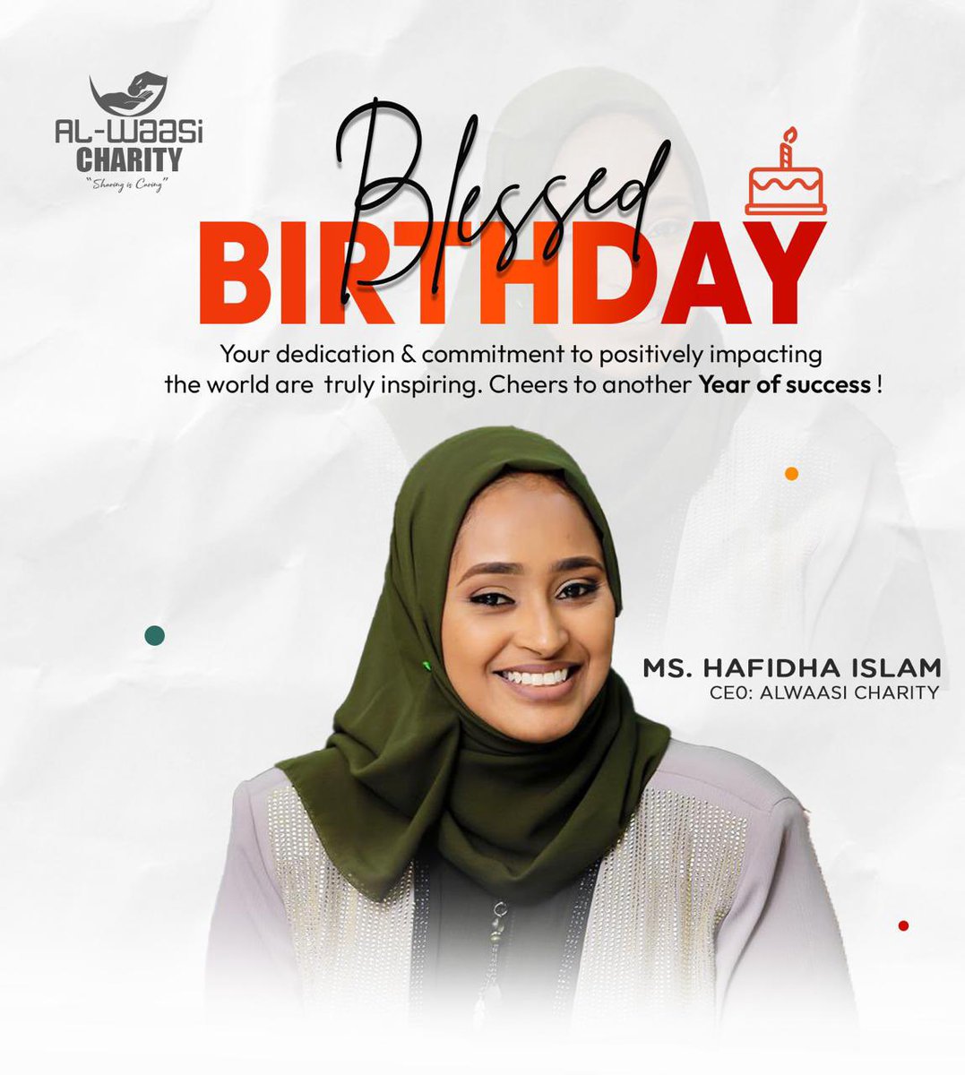 Today we celebrate the birthday of a remarkable leader, our CEO <a href="/yislam4437/">Hafitha Islam alnahd</a> Your tireless commitment to our foundation is a beacon of hope, impacting countless lives. Cheers to another year of passion and purpose🎊🥳