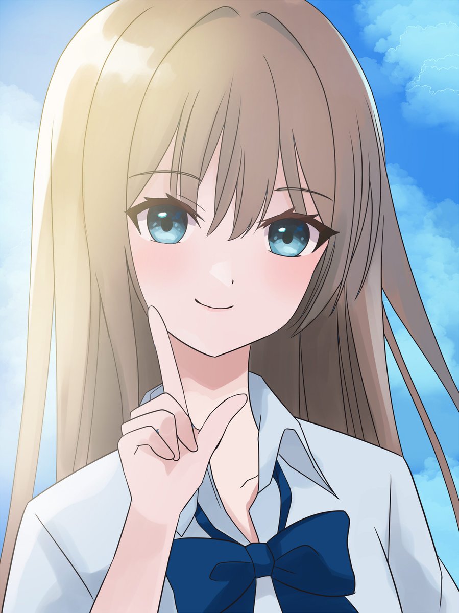 #絵描きさんと繋がりたい 
#イラスト好きさんと繋がりたい 
青空の下の制服女子描きました