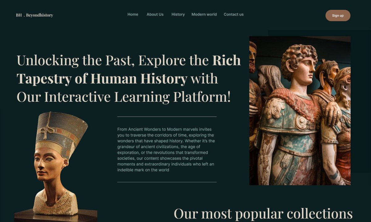 sapheeyahh's tweet photo. Day 22: History Landing Page
Today's challenge was to design a landing page for a history website.
#DesignChallenge #UIUX #Day22 #HistoryWebsite #LandingPage
My replica on the left
Please let me know what you think! https://t.co/J9JC1NgG0P