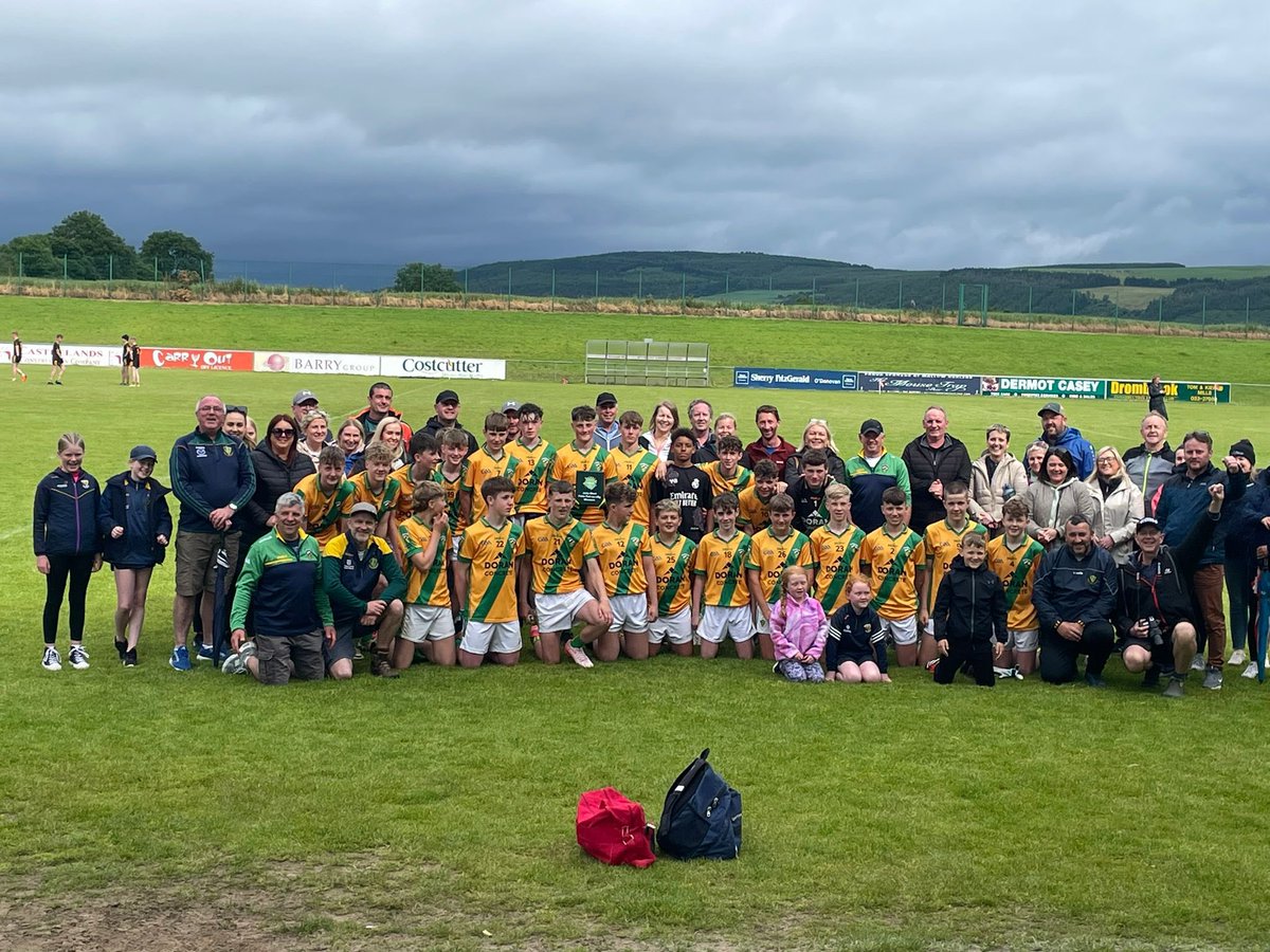 RathCushGAA's tweet photo. Congratulations to our @feilegaa Footballers 
After a great performance, the boys got through to the final against Doonbeg of Clare.
A super end with our RathCush boys winning by 3:02 to 1:02.
Huge congratulations to the team, mentors and parents for all their hard work.

💚💛 https://t.co/YGmEIq28bO