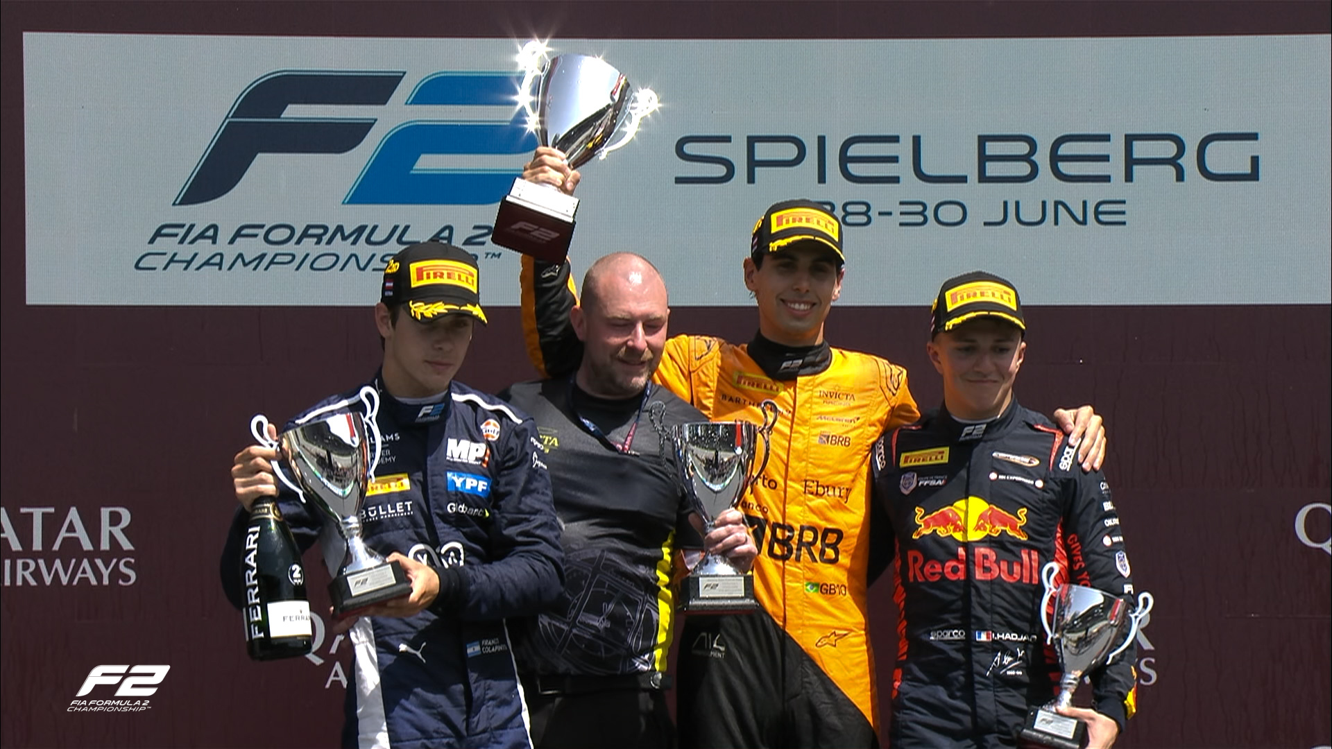 Podio en Formula 2 en Austria. Fuente: Twitter Formula 2