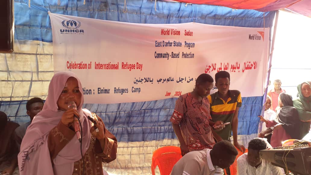 UNHCRinSudan's tweet photo. Celebrating #WorldRefugeeDay at Elnimir Refugee Camp in East Darfur! Refugees, host community and partners came together to promote peaceful coexistence and solidarity #WithRefugees.

Participants urged for protection and assistance for those impacted by the conflict in #Sudan🇸🇩. https://t.co/XmpjDQLaep