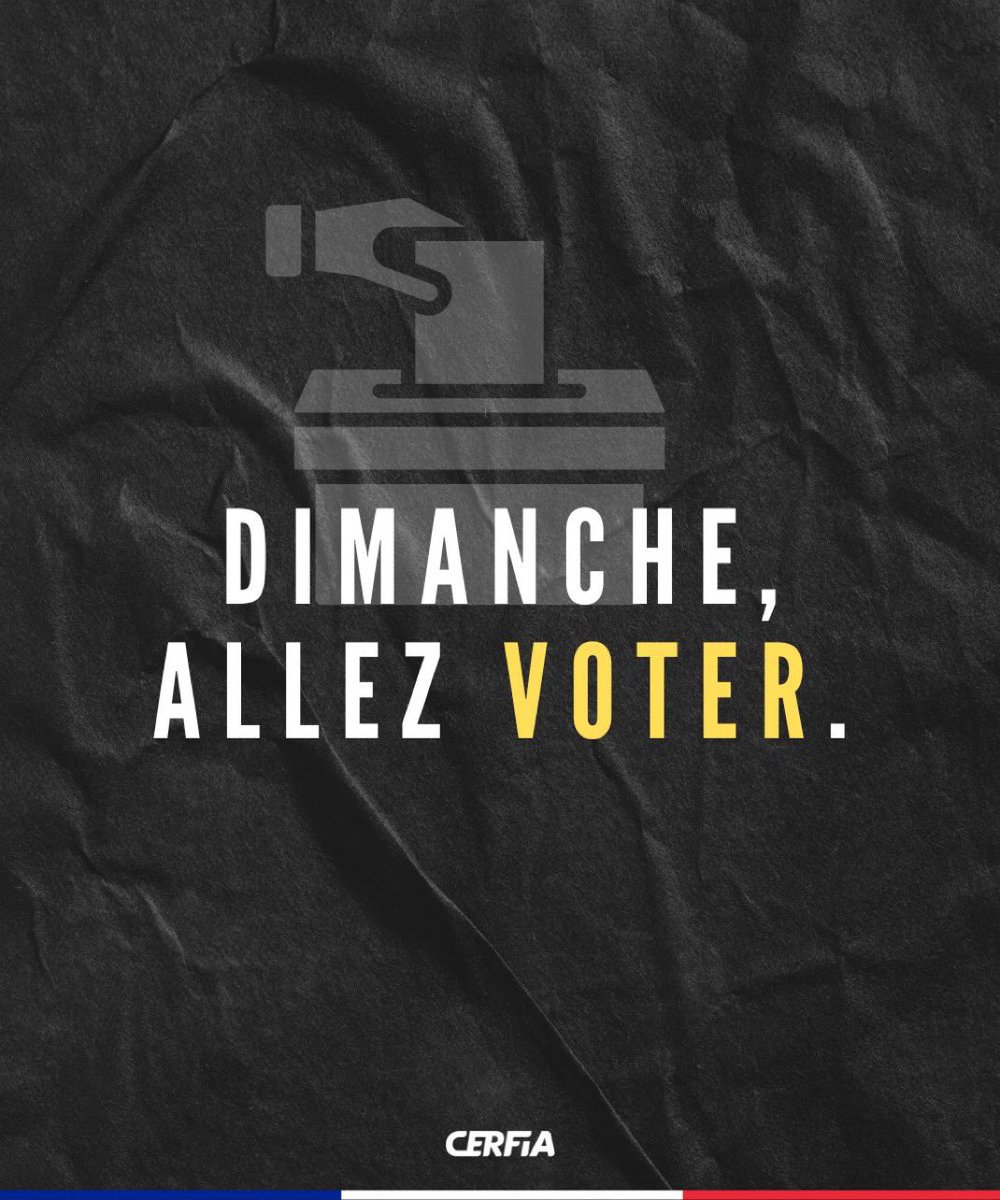CerfiaFR's tweet photo. 🇫🇷 Bonjour à tous,

Aujourd'hui est un jour crucial pour notre pays. Chaque voix compte. Ne vous laissez pas manipuler par les médias ou par qui que ce soit. Prenez le temps de lire attentivement les programmes des candidats et choisissez celui qui vous représente le mieux.

Nos valeurs fondamentales - liberté, égalité, fraternité - sont au cœur de notre démocratie. C'est en votant que vous pouvez contribuer à les défendre.

Votre vote est essentiel pour façonner un avenir meilleur. Mobilisez-vous et allez voter aujourd'hui ! 

L’équipe Cerfia

#Législatives2024