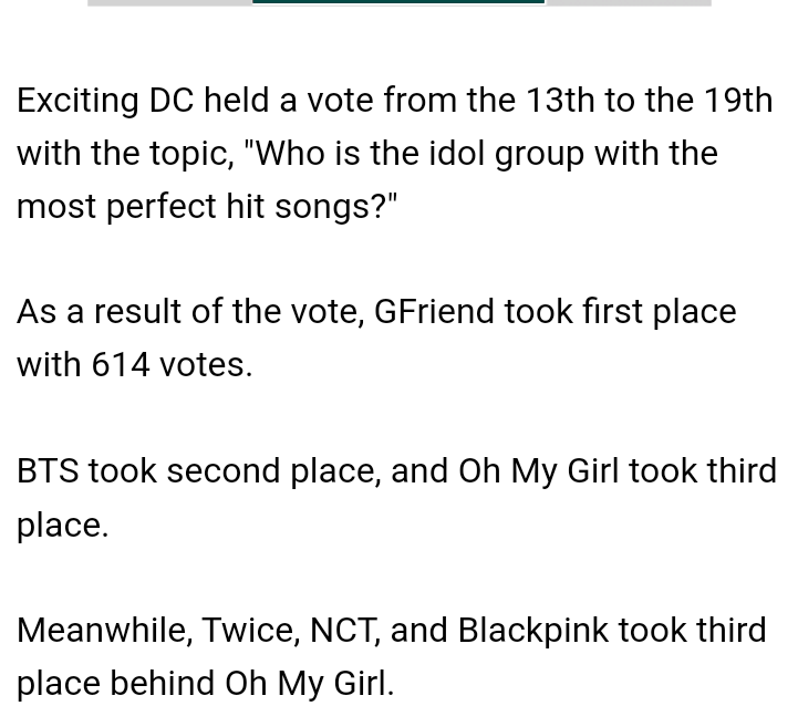 Girlfriend, selected as #1 'Idol with perfect hit songs'

m.anewsa.com/article_sub3.p…